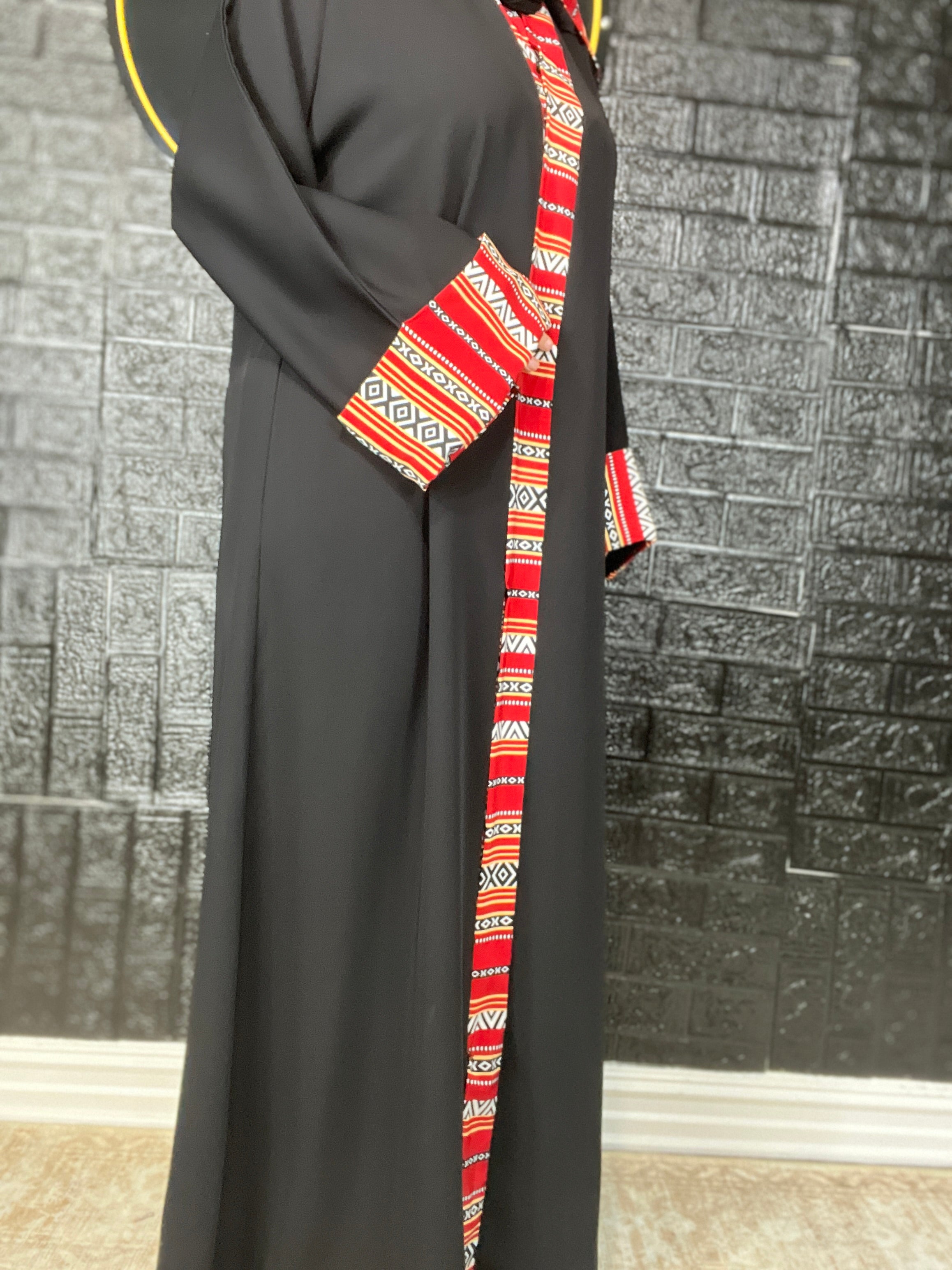Red Heritage Trim Abaya
